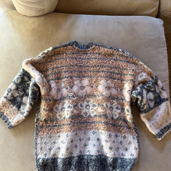 Free People Floral Knit Cardigan in Gray and Cream - Picture 2 of 5